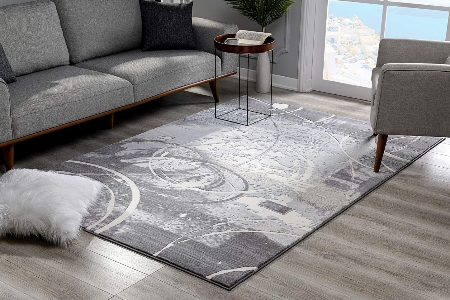 8' X 10' Gray Abstract Power Loom Area Rug