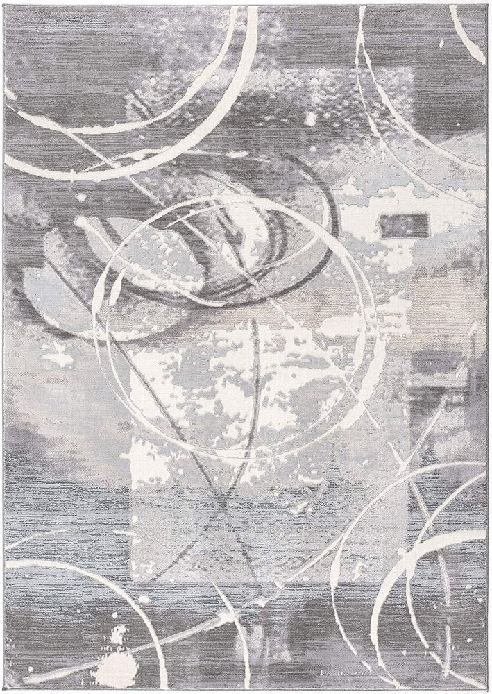 5' X 7' Gray Abstract Power Loom Area Rug