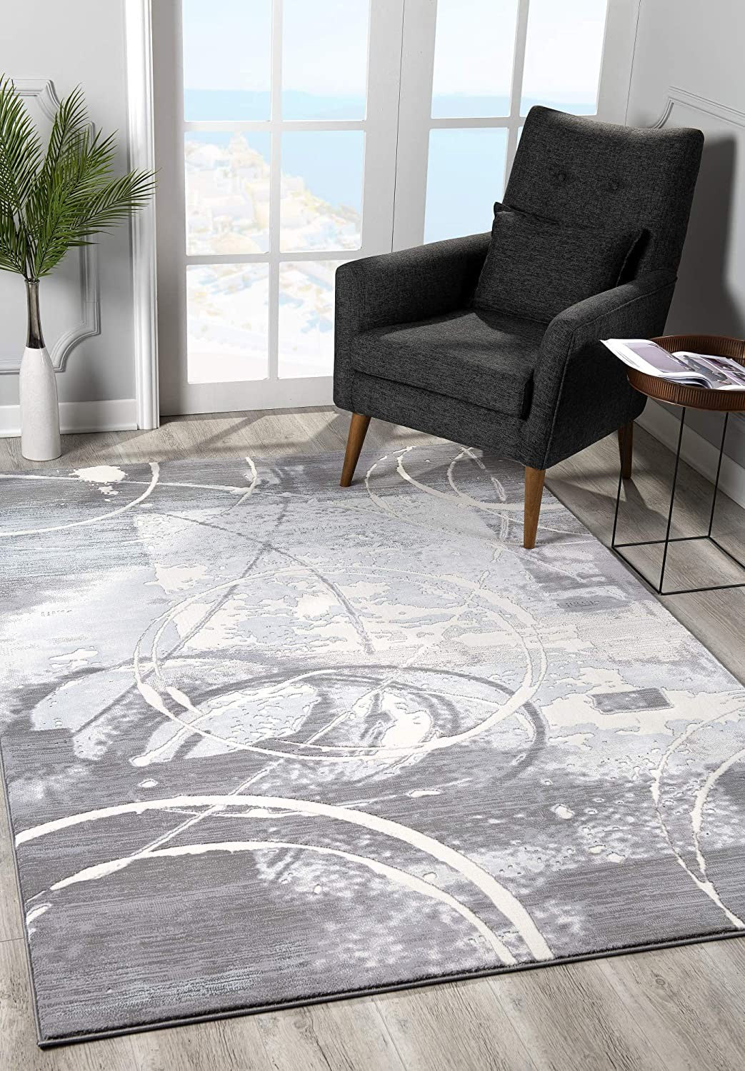 8' X 10' Gray Abstract Power Loom Area Rug