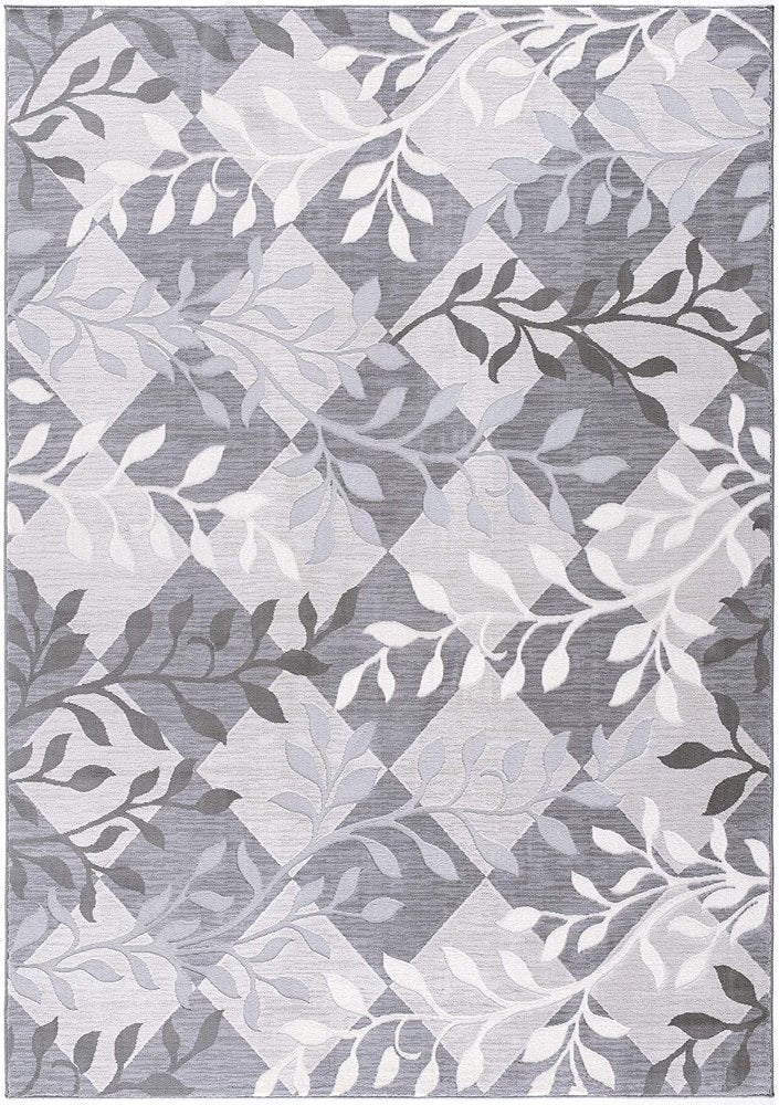 8' X 11' Gray Diamond And Vines Area Rug