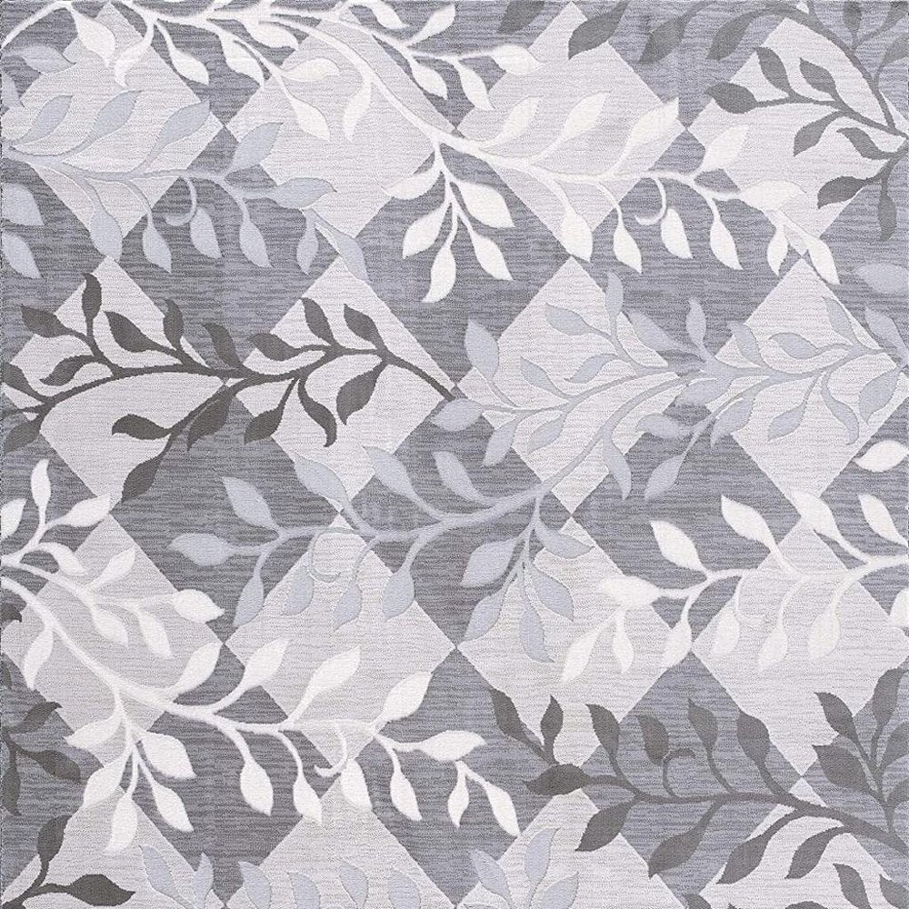 8' X 11' Gray Diamond And Vines Area Rug