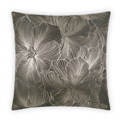 D.V. KAP HOME   24" x 24" Delhi Pillow - Grey Floral, Glam, Transitional    - 3936-G-2424