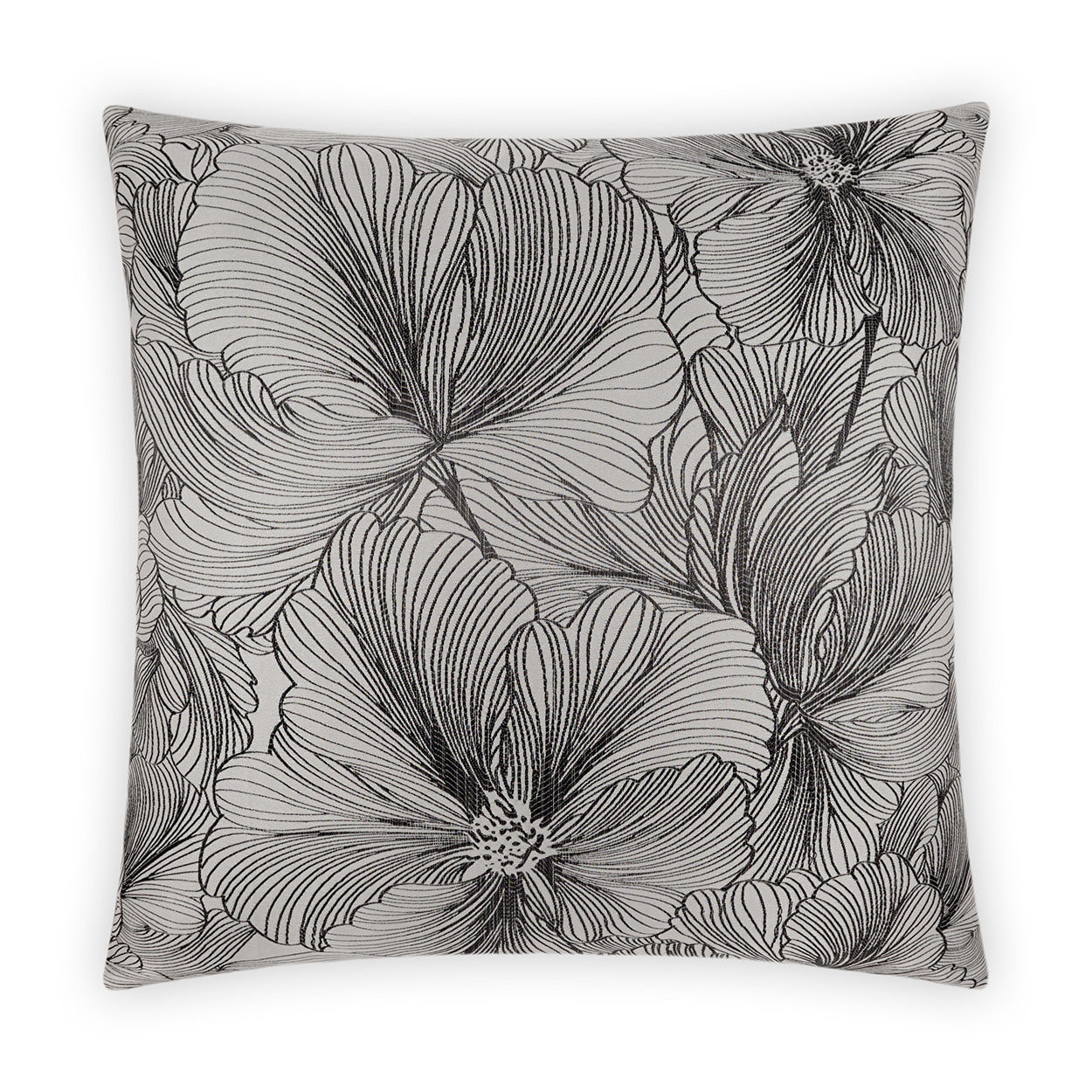 D.V. KAP HOME   24" x 24" Delhi Pillow - Smoke Floral, Glam, Transitional    - 3936-S-2424