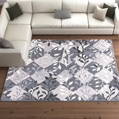 8' X 11' Gray Diamond And Vines Area Rug