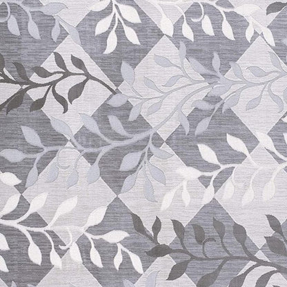 8' X 11' Gray Diamond And Vines Area Rug