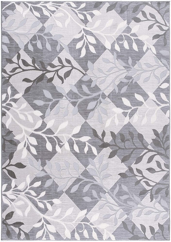 8' X 11' Gray Diamond And Vines Area Rug
