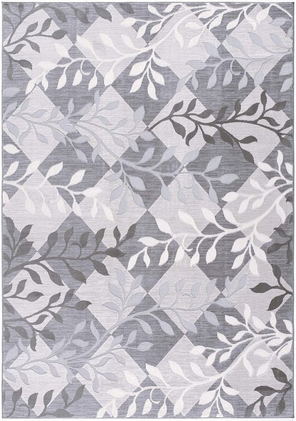 8' X 11' Gray Diamond And Vines Area Rug