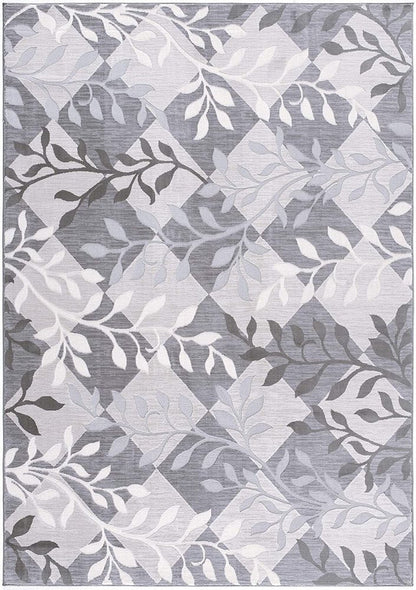 8' X 11' Gray Diamond And Vines Area Rug