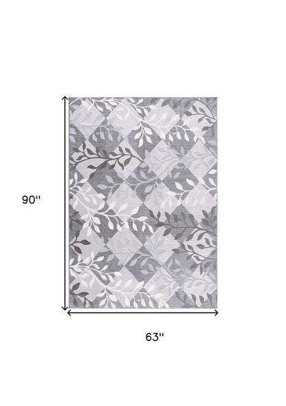 8' X 11' Gray Diamond And Vines Area Rug