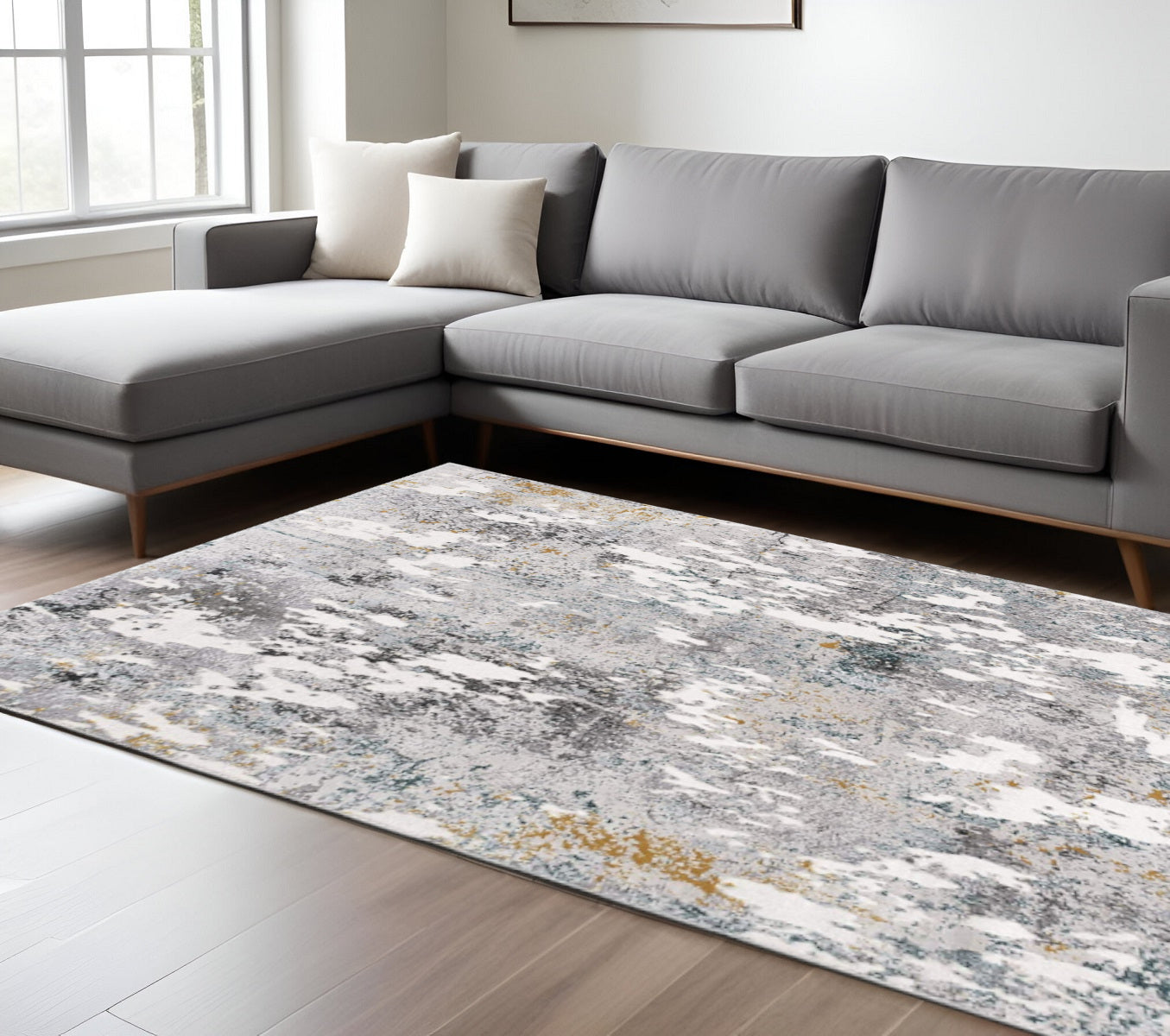 6' X 9' Gray Abstract Power Loom Area Rug