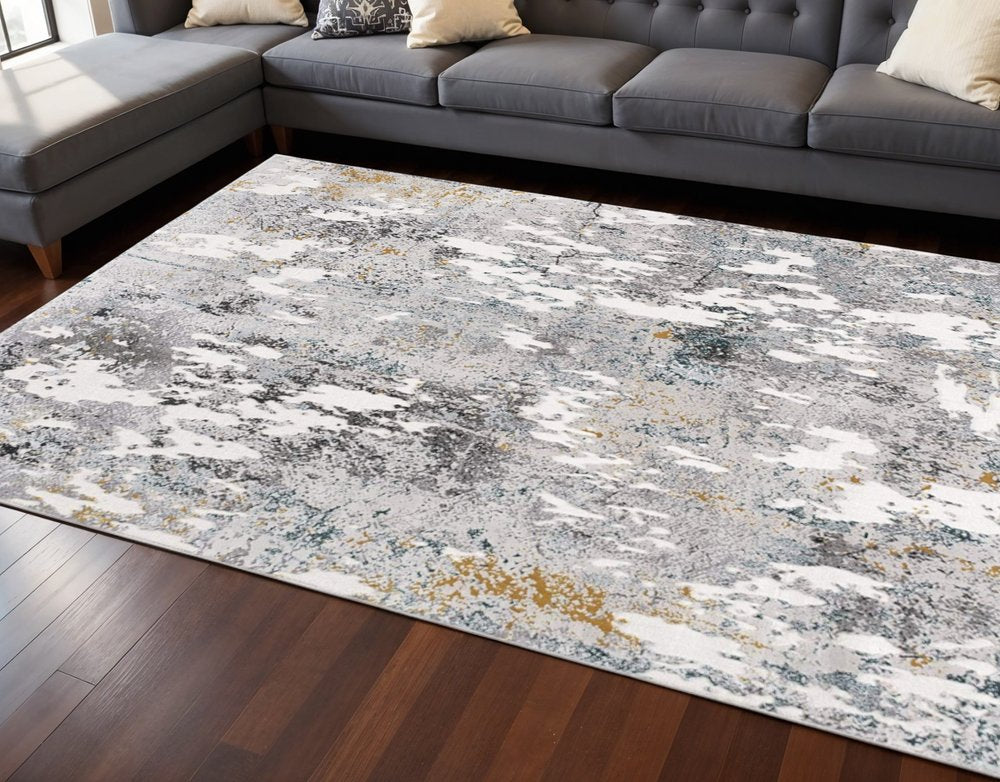 6' X 9' Gray Abstract Power Loom Area Rug