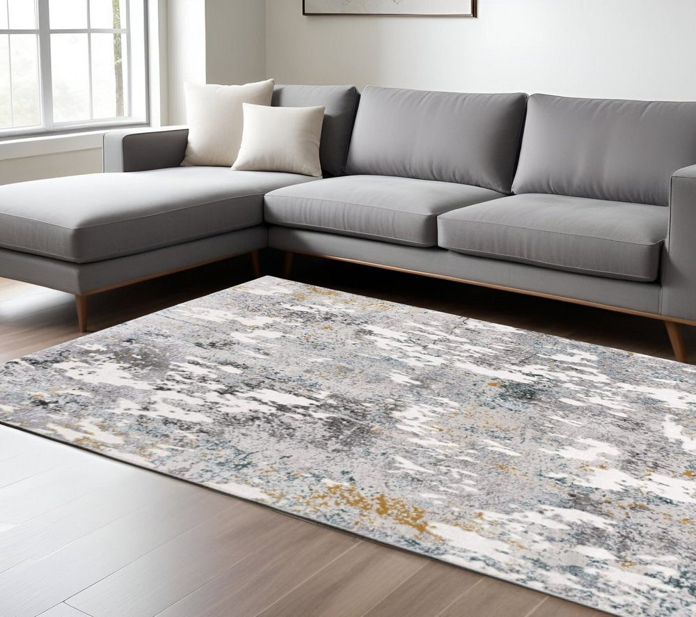 6' X 9' Gray Abstract Power Loom Area Rug