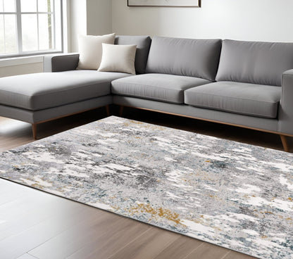 6' X 9' Gray Abstract Power Loom Area Rug