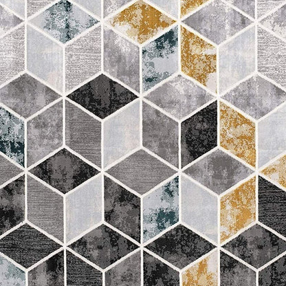 5' X 7' Gray Geometric Power Loom Area Rug