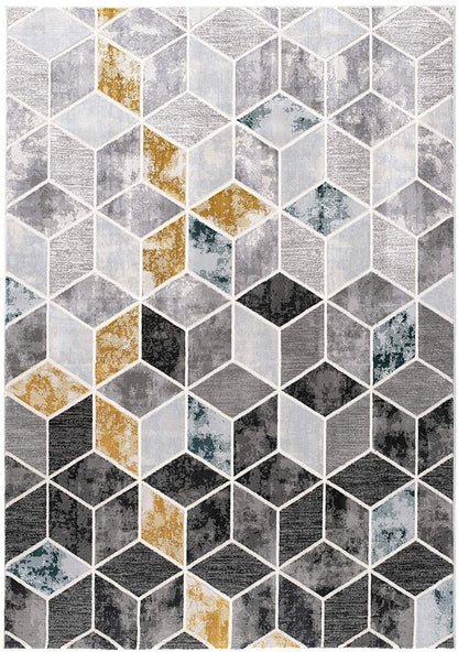 5' X 7' Gray Geometric Power Loom Area Rug