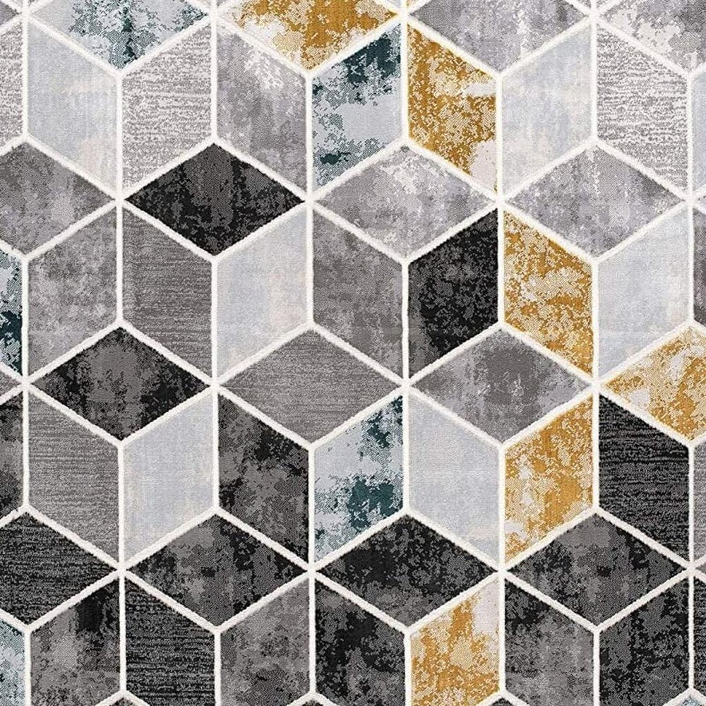 8' X 10' Gray Geometric Power Loom Area Rug