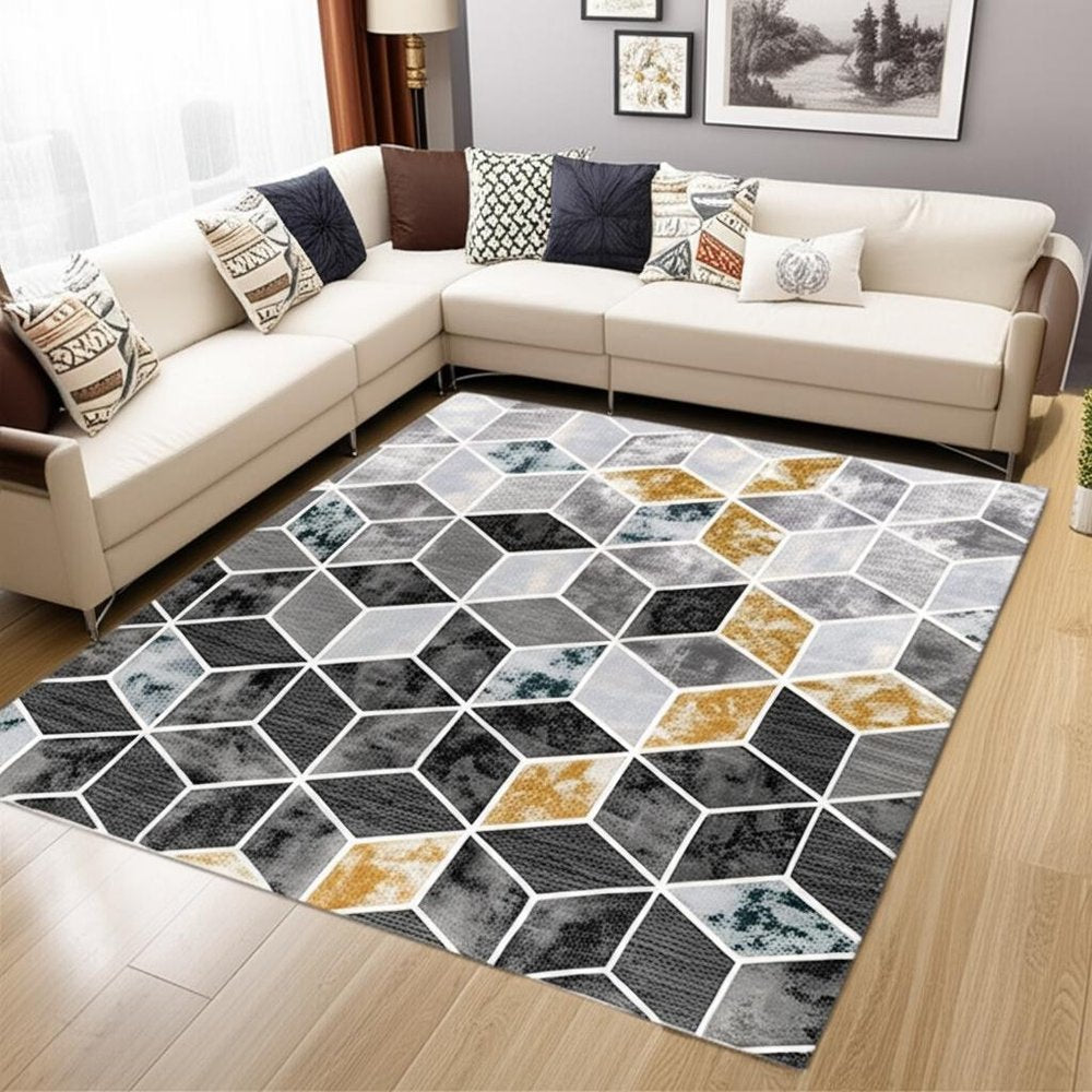 8' X 10' Gray Geometric Power Loom Area Rug