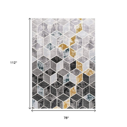 5' X 7' Gray Geometric Power Loom Area Rug
