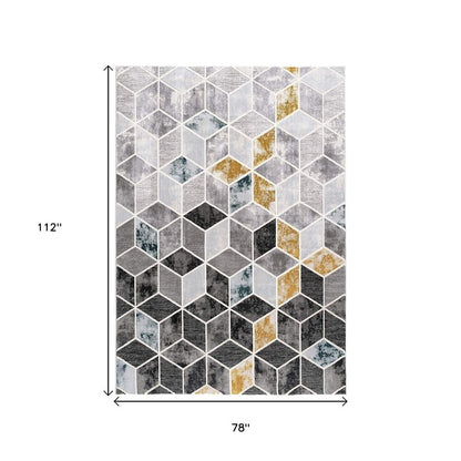 8' X 10' Gray Geometric Power Loom Area Rug