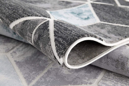 8' X 10' Gray Geometric Power Loom Area Rug
