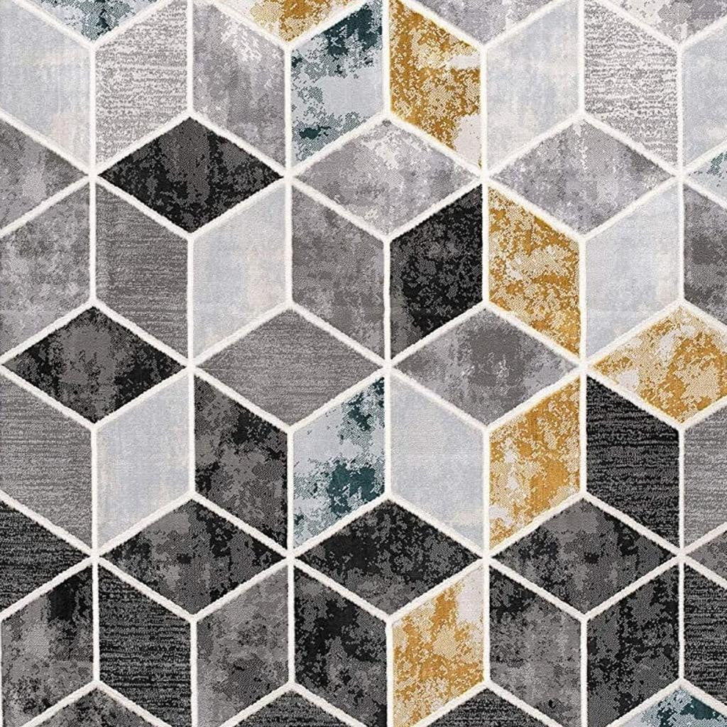 5' X 7' Gray Geometric Power Loom Area Rug