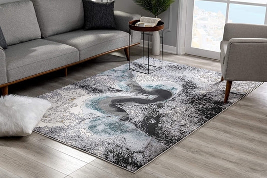 6' X 9' Gray Abstract Power Loom Area Rug