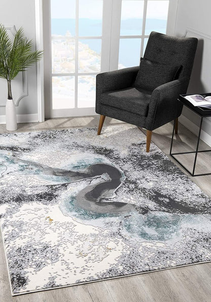 8' X 10' Gray Abstract Power Loom Area Rug