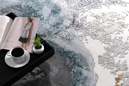 8' X 10' Gray Abstract Power Loom Area Rug