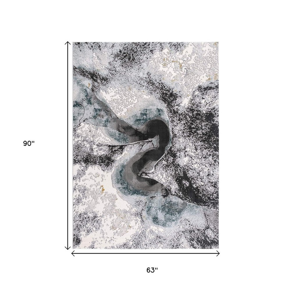 8' X 10' Gray Abstract Power Loom Area Rug