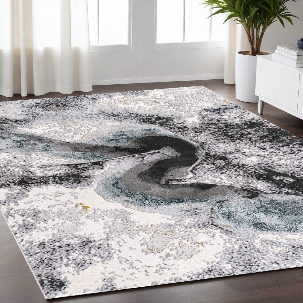 5' X 7' Gray Abstract Power Loom Area Rug