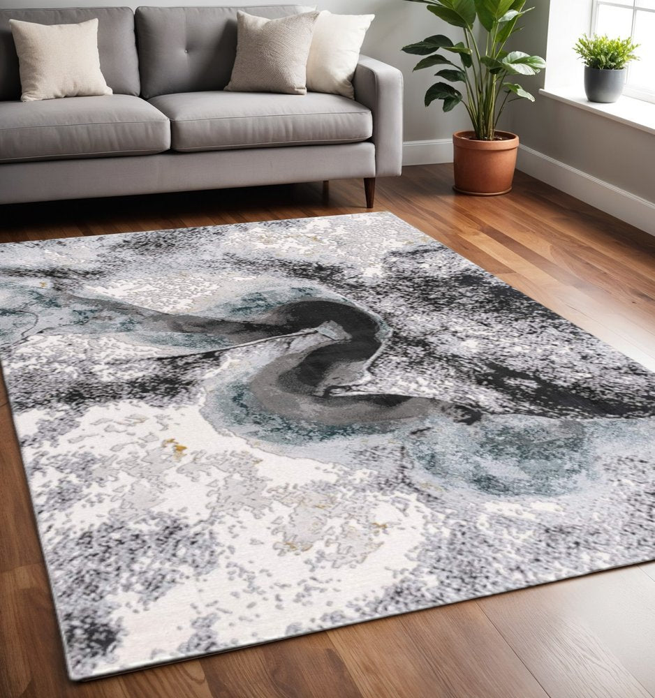 8' X 10' Gray Abstract Power Loom Area Rug