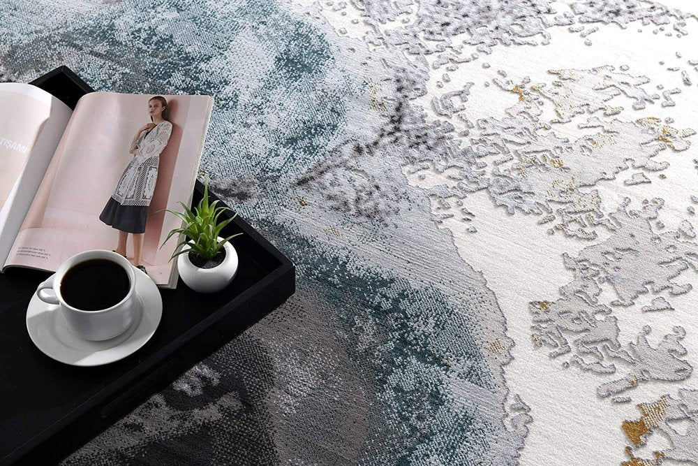 8' X 10' Gray Abstract Power Loom Area Rug