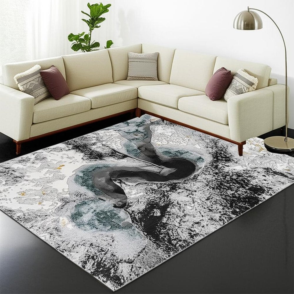 8' X 10' Gray Abstract Power Loom Area Rug