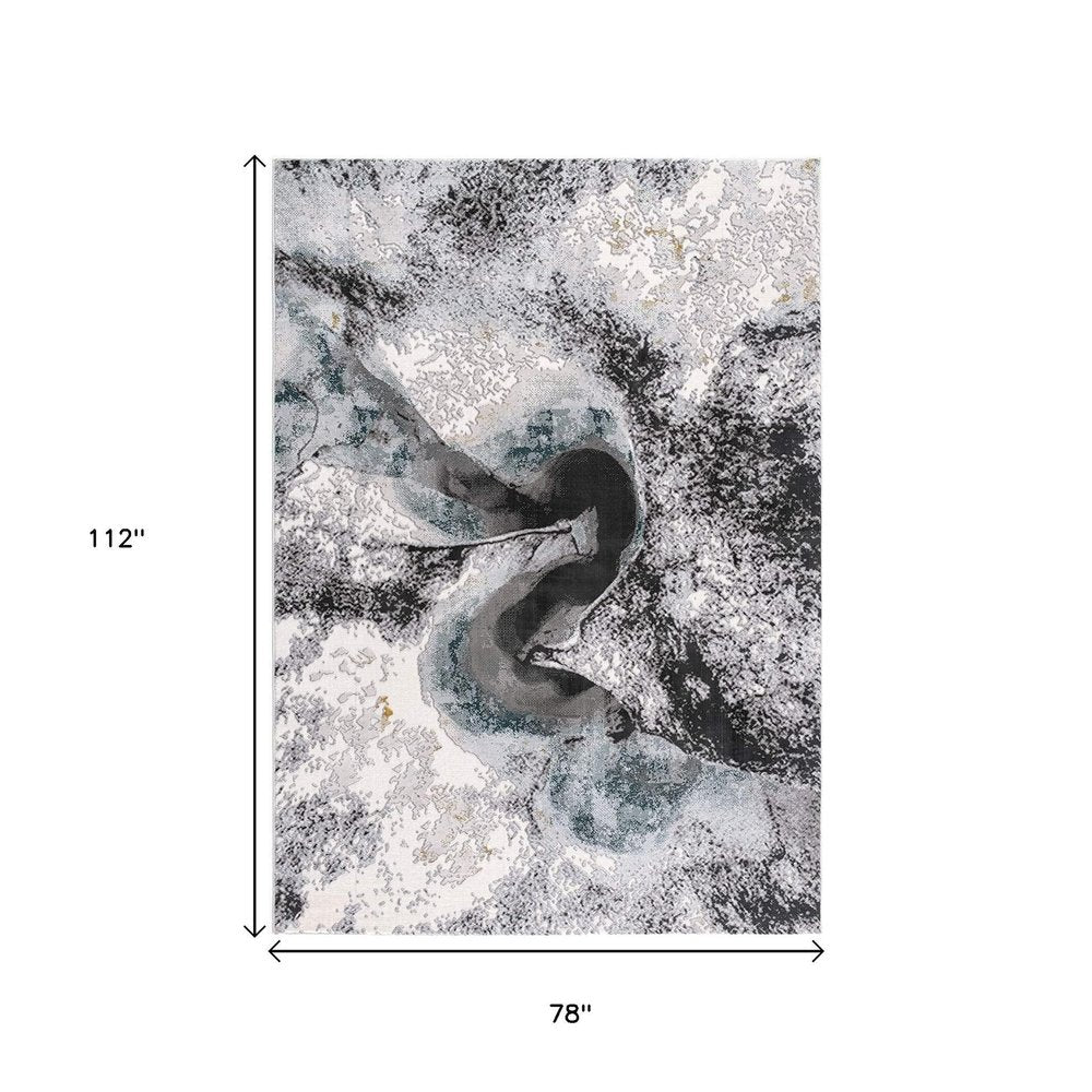 8' X 10' Gray Abstract Power Loom Area Rug