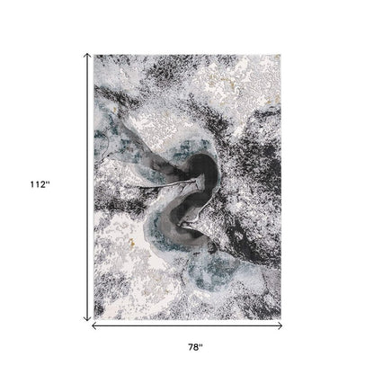 8' X 10' Gray Abstract Power Loom Area Rug