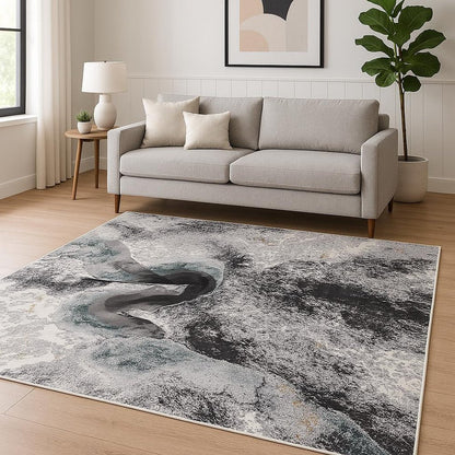 8' X 10' Gray Abstract Power Loom Area Rug