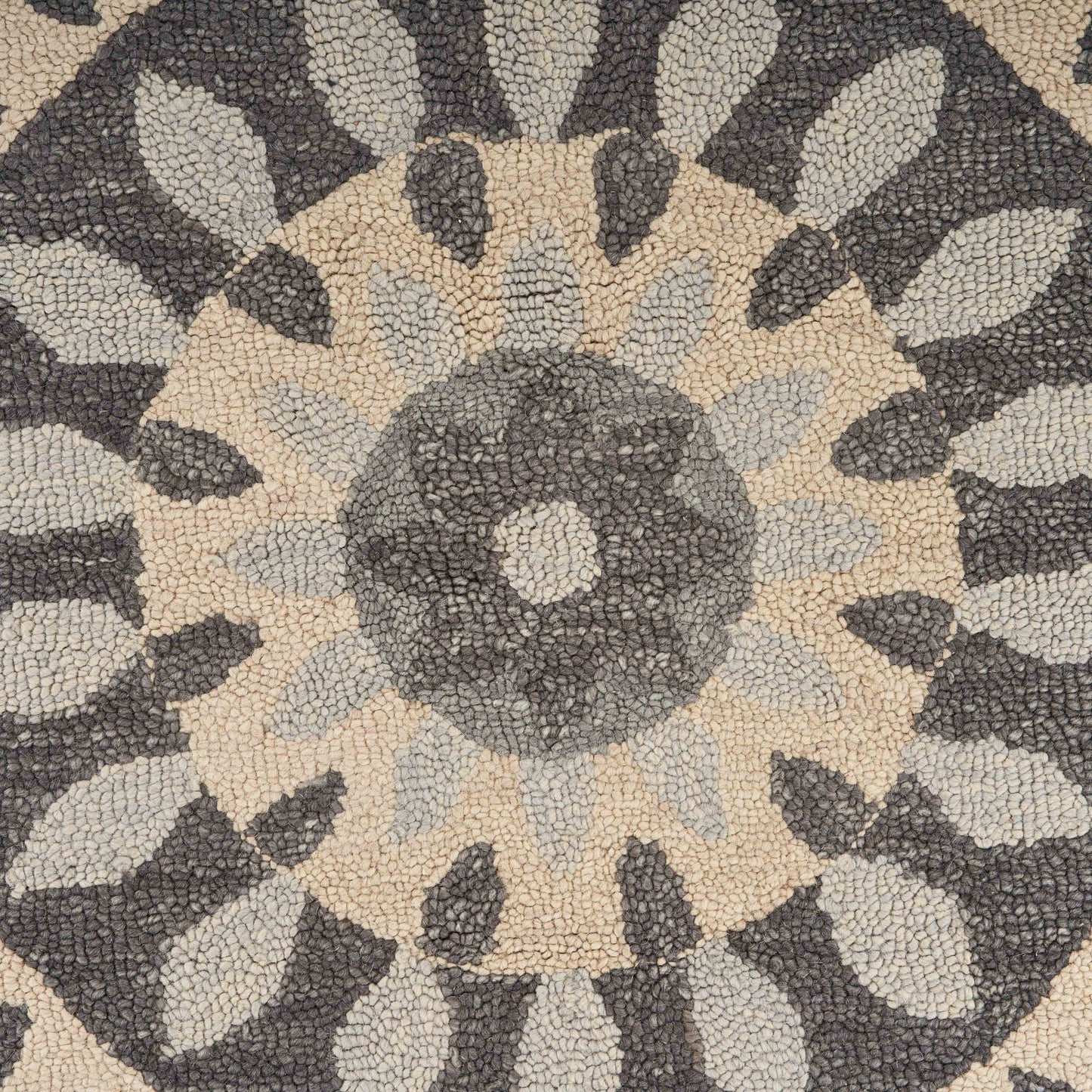 4' Round Gray Floral Bloom Area Rug