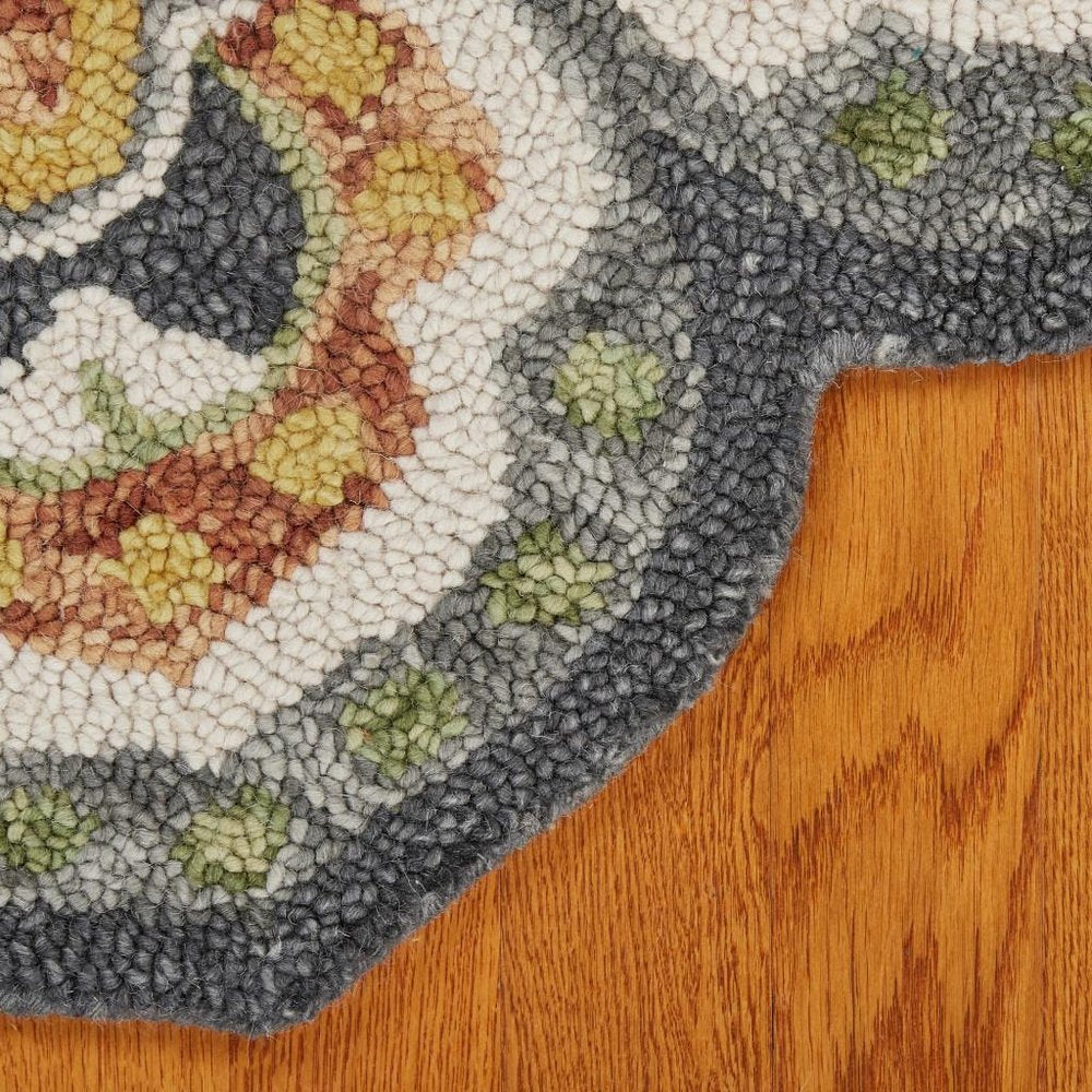 6' Gray Wool Geometric Hand Tufted Round Rug