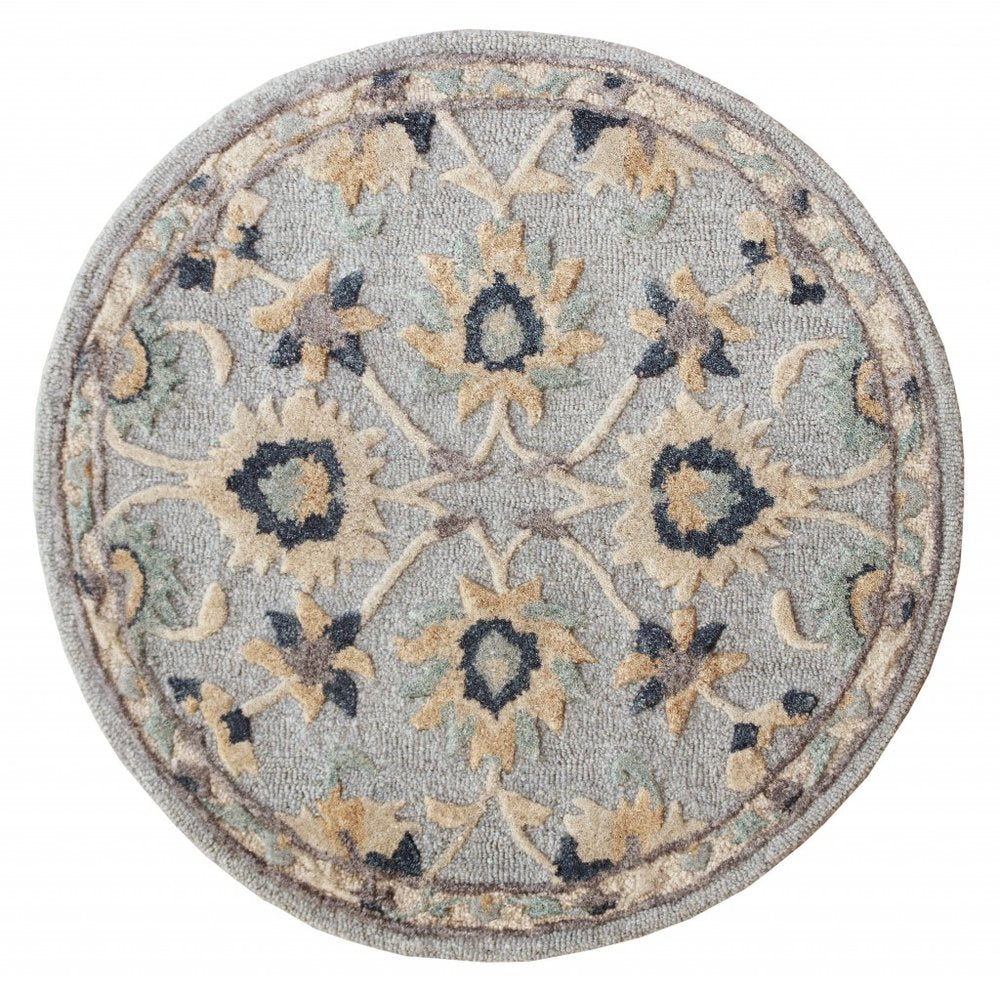 2' X 4' Blue And Beige Wool Hand Woven Area Rug