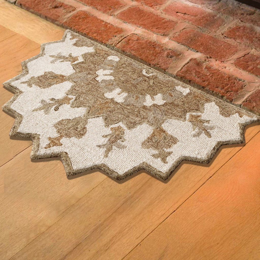 2' X 7' Tan Retro Modern Medallion Runner Rug