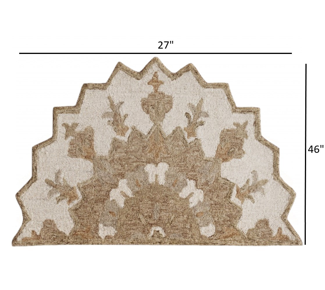 2' X 7' Tan Retro Modern Medallion Runner Rug