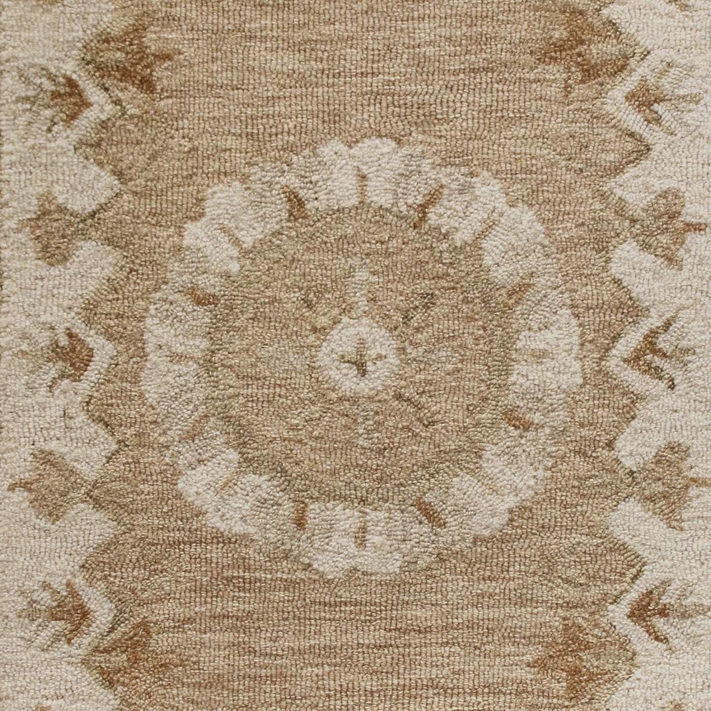 2' X 7' Tan Retro Modern Medallion Runner Rug