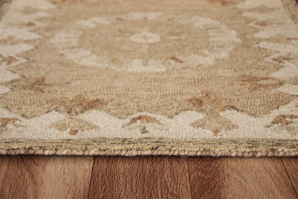 2' X 7' Tan Retro Modern Medallion Runner Rug