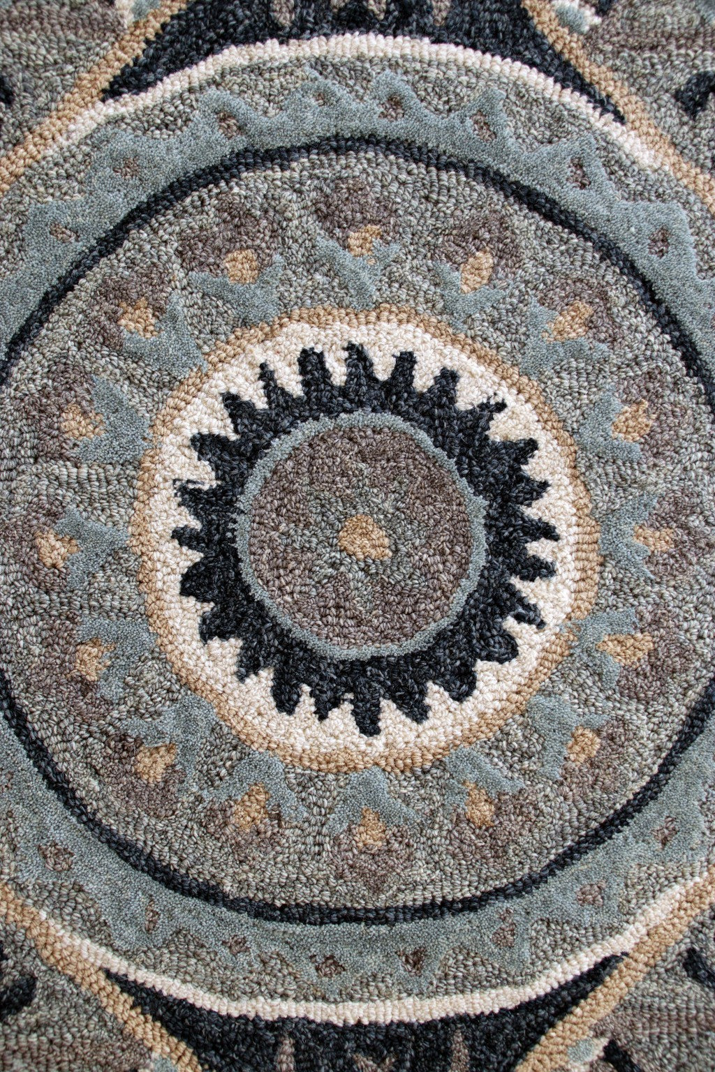 2' X 4' Blue and Gray Wool Hand Woven Hearth Rug