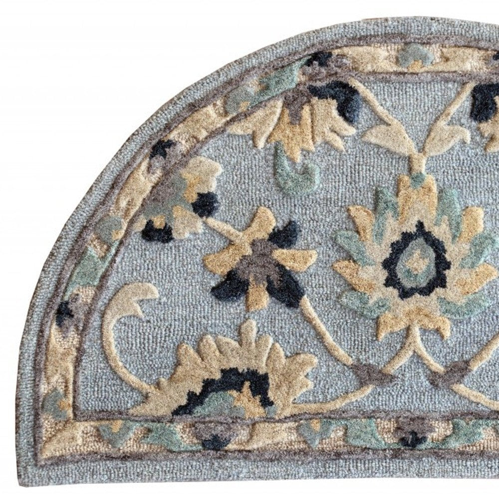 2' X 4' Blue And Beige Wool Hand Woven Area Rug