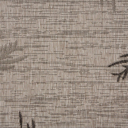 5' X 7' Beige And Gray Palm Leaf Indoor Outdoor Area Rug