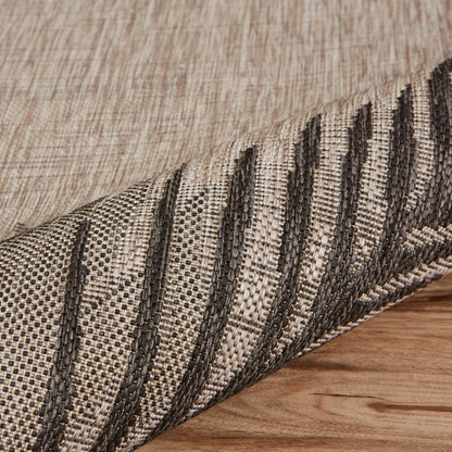 5' X 7' Beige And Gray Palm Leaf Indoor Outdoor Area Rug