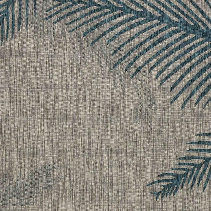 5' X 7' Gray Floral Indoor Outdoor Area Rug