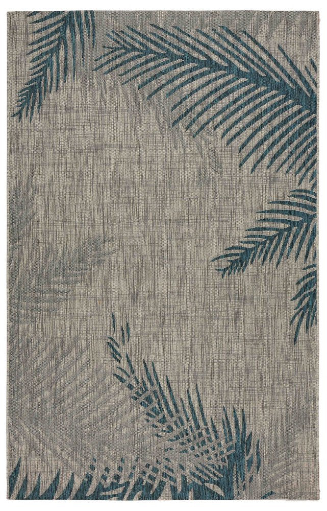 5' X 7' Gray Floral Indoor Outdoor Area Rug