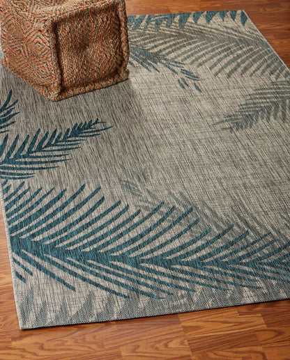 5' X 7' Gray Floral Indoor Outdoor Area Rug